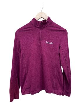 Women's Huk Coldfront + 1/4 Zip  Plum/Magenta Quarter-Zip Pullover